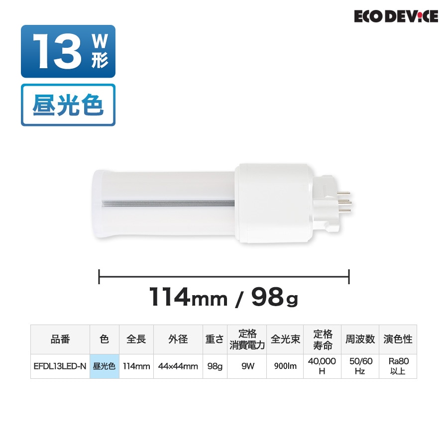 ユアサプライムス.com｜エコデバイス LED蛍光灯 13W形 コンパクト形