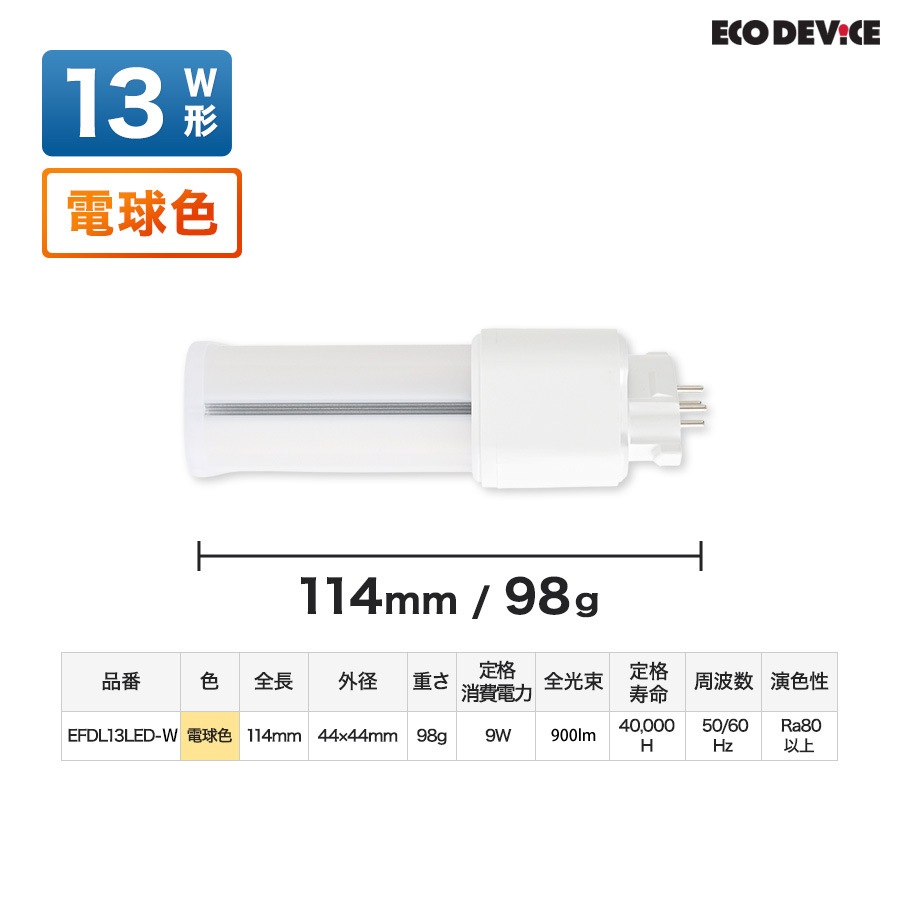 ユアサプライムス.com｜エコデバイス LED蛍光灯 13W形 コンパクト形