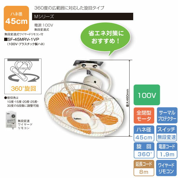 スイデン 工場用扇風機 SF-45MRV-1VP【代金引換不可】