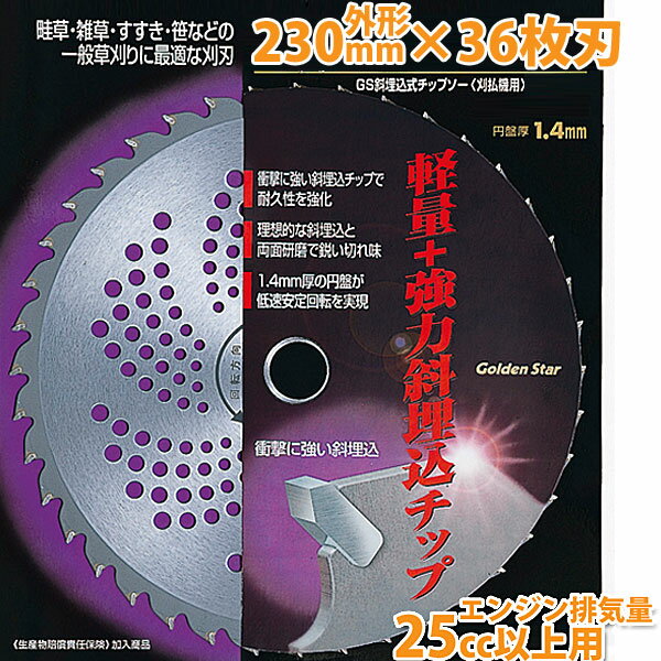 キンボシ 斜埋込式チップソー 230φ×36P 品番：210420 の通販