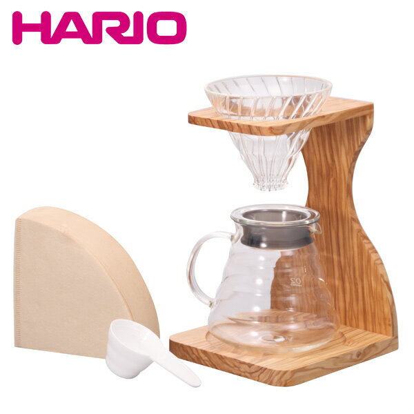 【送料無料】HARIO ハリオ　VSS-1206-OV  VSS-1OV・VDG-02・XGS-60TB・VCF-02-100M・計量スプーン  V60オリーブウッドスタンドセット