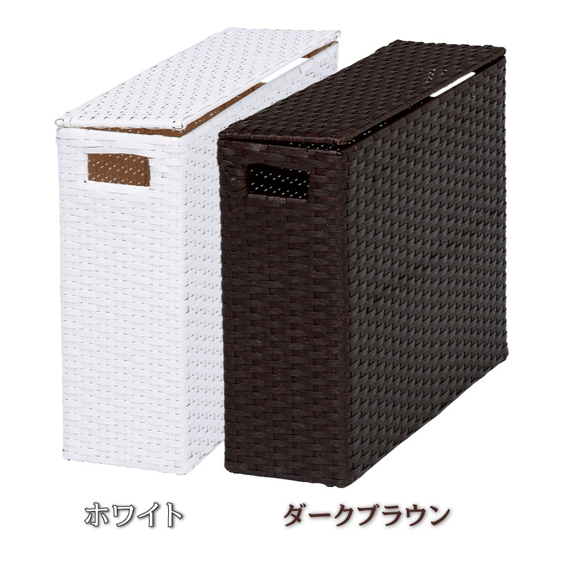 トイレットペーパーボックス ホワイト ダークブラウン 収納 幅46×奥行14×高さ36cm 代引不可