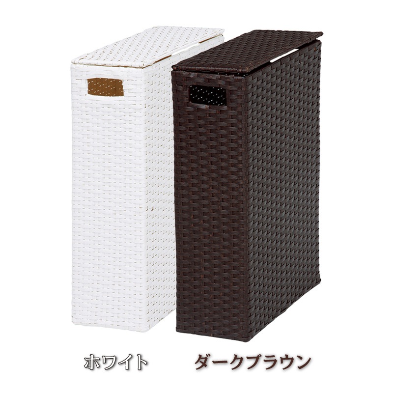トイレットペーパーボックス ホワイト ダークブラウン 収納 幅35×奥行14×高さ47cm 代引不可