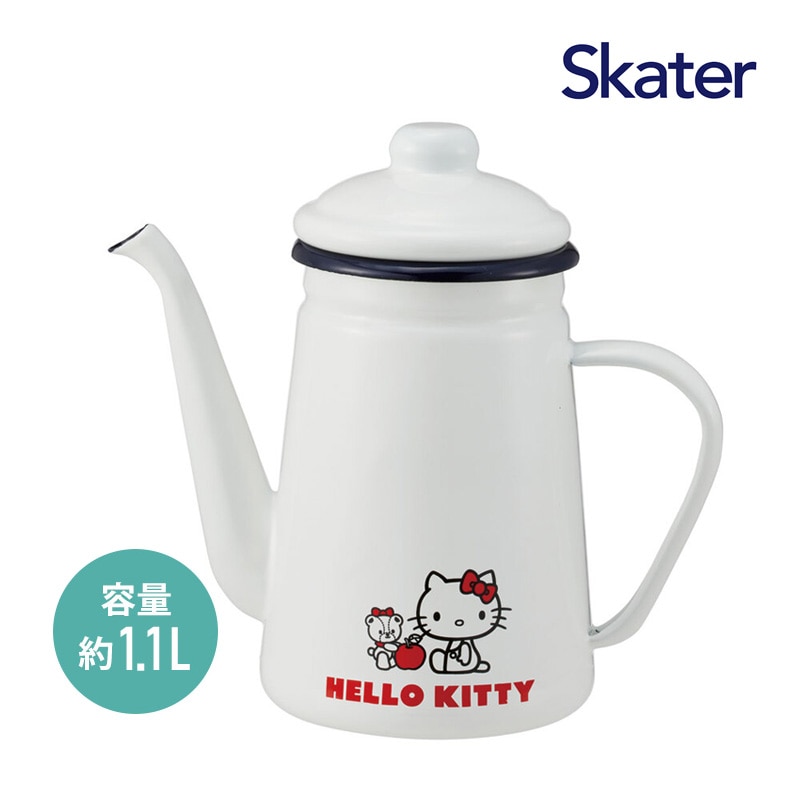 ホーロー ドリップケトル KT&タイニーチャム ENKT1-596407 やかん 1.1L ヤカン ポット 1100ml ほうろう ホウロウ IH ガスコンロ対応 おしゃれ 可愛い ハローキティ サンリオ キャラクター キッチングッズ スケーター