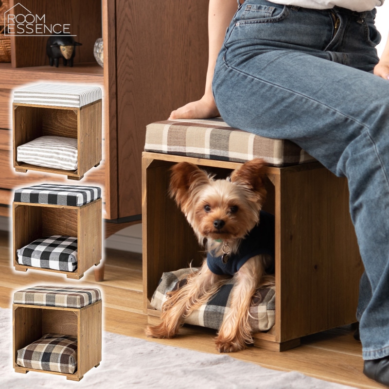 ペットハウス ペットスツール 猫 小型犬 木製椅子 PET-169 ペットベッド クッション 手洗いで洗える 東谷 AZUMAYA 代引不可