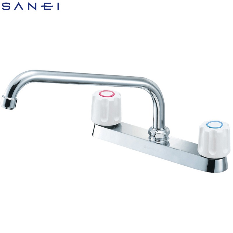 SANEI ツーバルブ台付混合栓 共用形 K611-W キッチン用水栓金具 三栄水栓