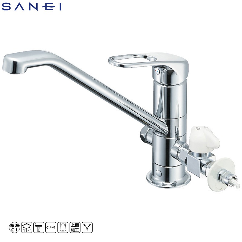 SANEI シングルレバーワンホール分岐混合栓 K87112ETJK-V2S 寒冷地仕様 キッチン用水栓金具 節湯 泡沫 上面施工 省施工タイプ 三栄水栓