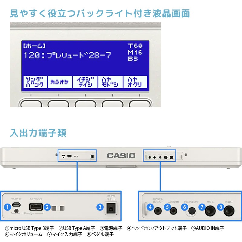 カシオ 電子キーボード LK-520 61鍵盤 電子ピアノ Casiotone 光