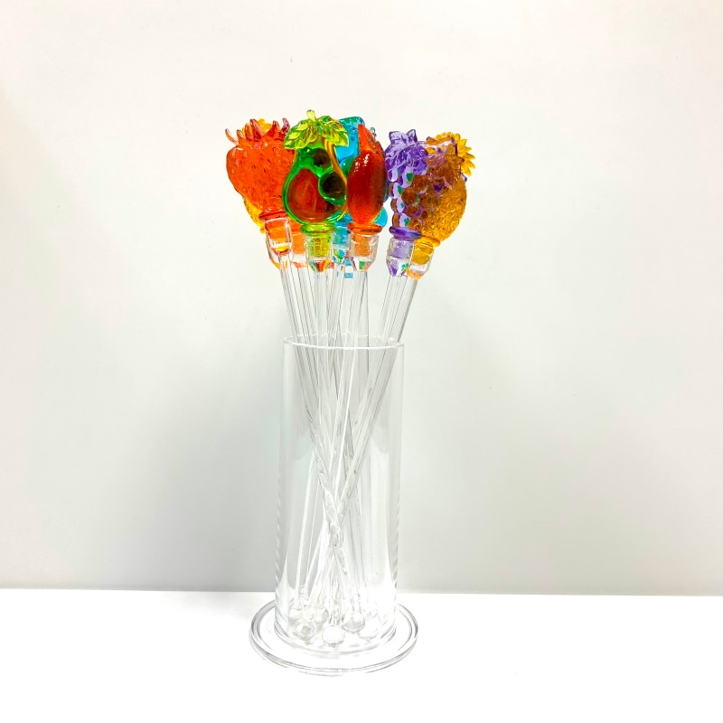 在庫処分】 アクリル フルーツマドラー 12本セット AC-212 （スタンド