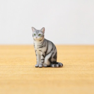 Partner's　アメリカン・ショートヘア　シルバー・タビー おすわり  −オリジナルミニチュア3Dフィギュア−|ミニフィギュア　Partner's