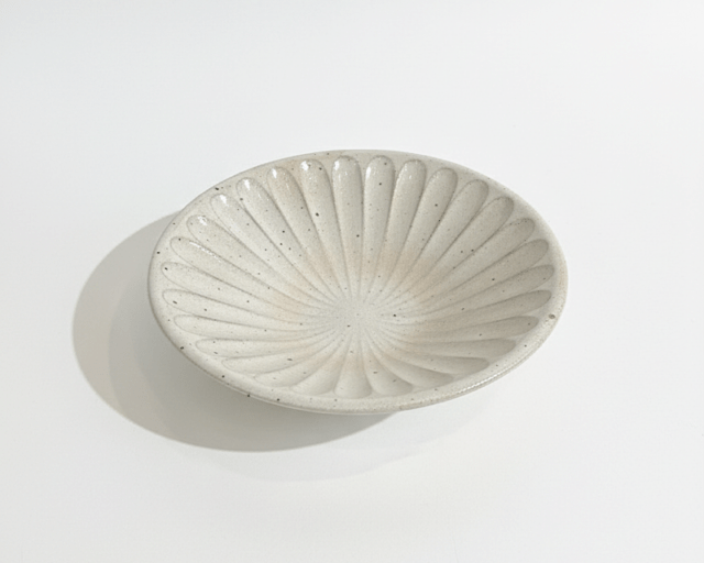 兵山窯 粉引太削ぎ反6.5寸鉢