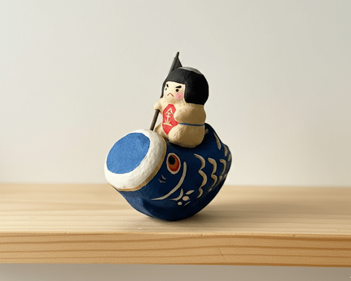 【端午の節句】張り子人形 金太郎と鯉のぼり