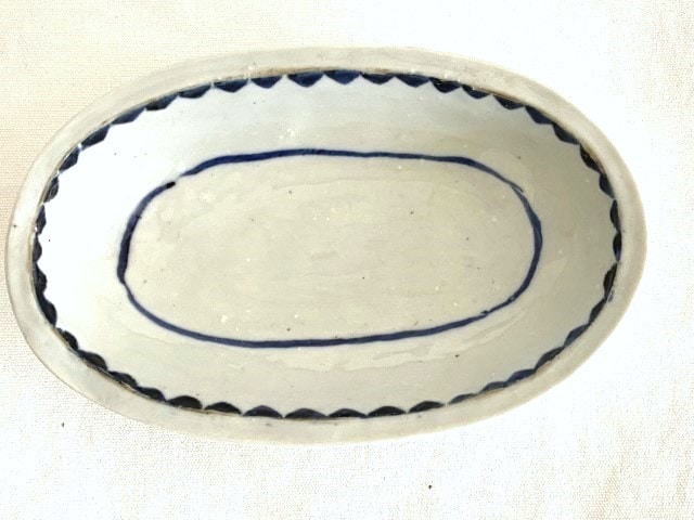 中尾万作 うろこ文楕円皿