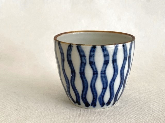 中尾万作 染付立涌文 湯呑