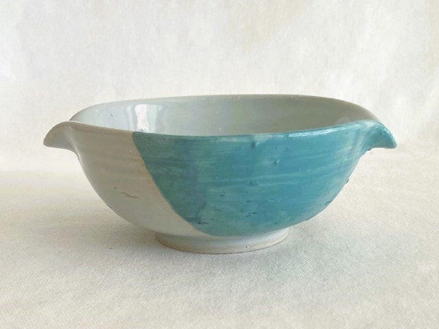 中尾万作 両口鉢 あさぎ