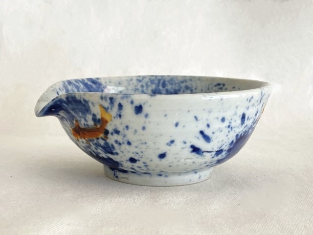 中尾万作 吹墨遊漁文片口鉢