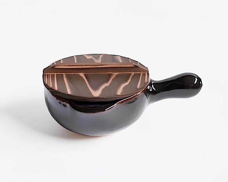 新品未使用〈土楽窯鍋蓋付〉浅型 伊賀焼土楽 蓋付黒鍋 尺二 ｜ 暮らしのうつわ花田 和食器 通販