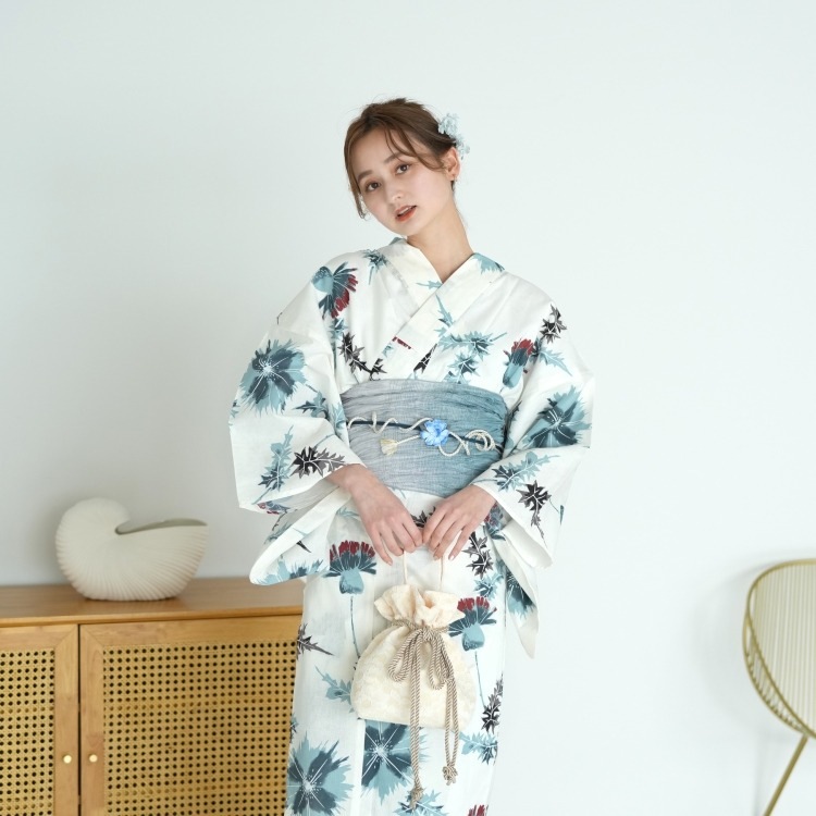utatane 浴衣3点セット（3L） 高級変わり織り しっとり大人系 撫子 きなり系|浴衣（ゆかた）|レディース