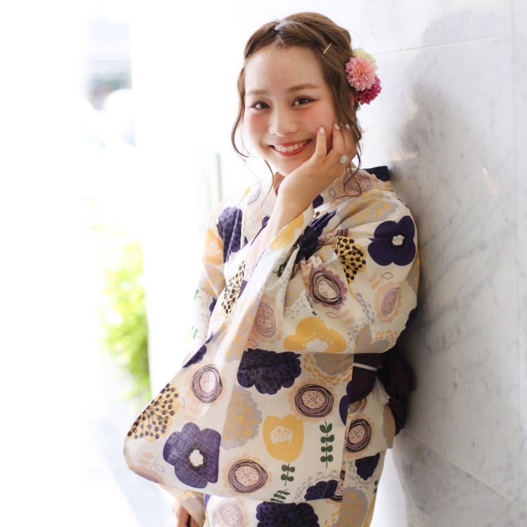 utatane 浴衣3点セット（F）二部式タイプ 二部式（セパレート） 古典柄 レトロ アンティーク系 花柄 きなり系|浴衣（ゆかた）|レディース