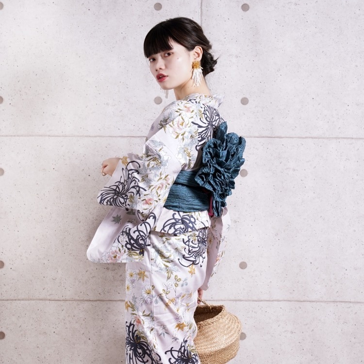 utatane 浴衣3点セット（F）二部式タイプ 二部式（セパレート） 古典柄 レトロ アンティーク系 糸菊 ピンクベージュ|浴衣（ゆかた）|レディース