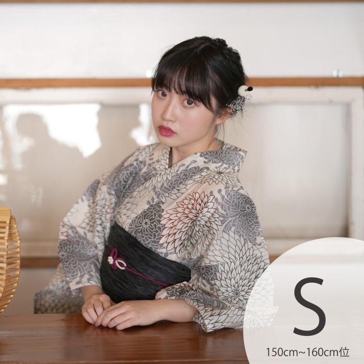 utatane 浴衣3点セット（S） 高級変わり織り 古典柄 レトロ アンティーク系 菊 きなり系|浴衣（ゆかた）|レディース
