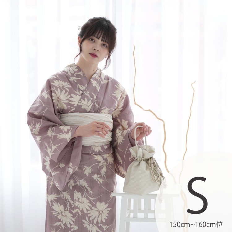 utatane 浴衣3点セット（S） 国内染色 古典柄 レトロ アンティーク系 花柄 ピンク系|浴衣（ゆかた）|レディース