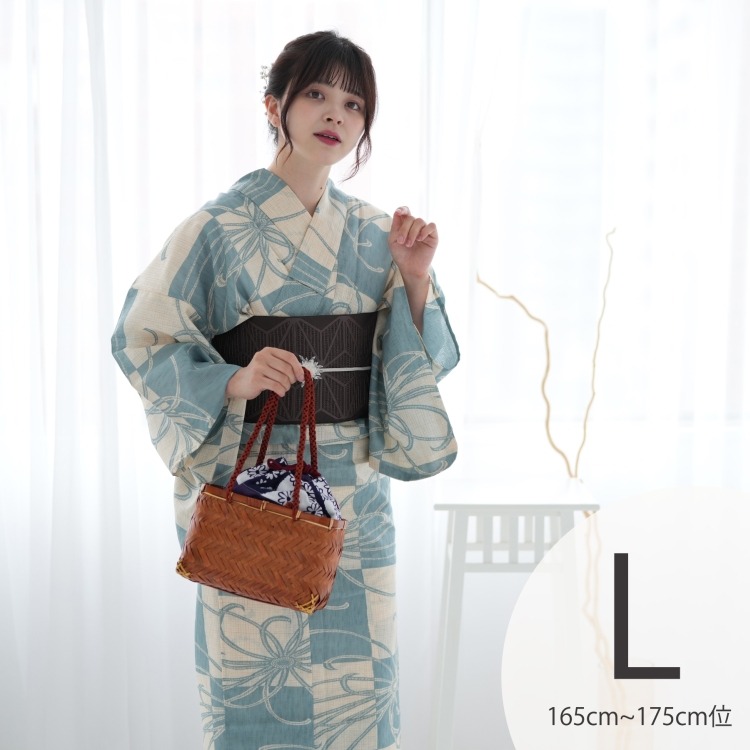 utatane 浴衣3点セット（TL） 国内染色 古典柄 レトロ アンティーク系 花柄 青系|浴衣（ゆかた）|レディース