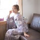ニコアンティーク 浴衣単品（F）クール シック モノトーン系 花々 紫系|浴衣（ゆかた）|レディース