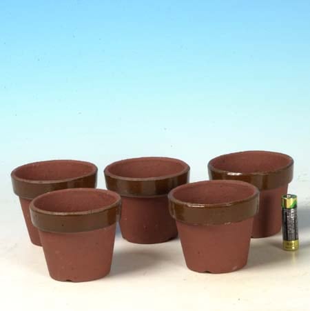 鉢：国産素焼き鉢 駄温 2.5号深 5個セット*資材 | 盆栽鉢・水盤