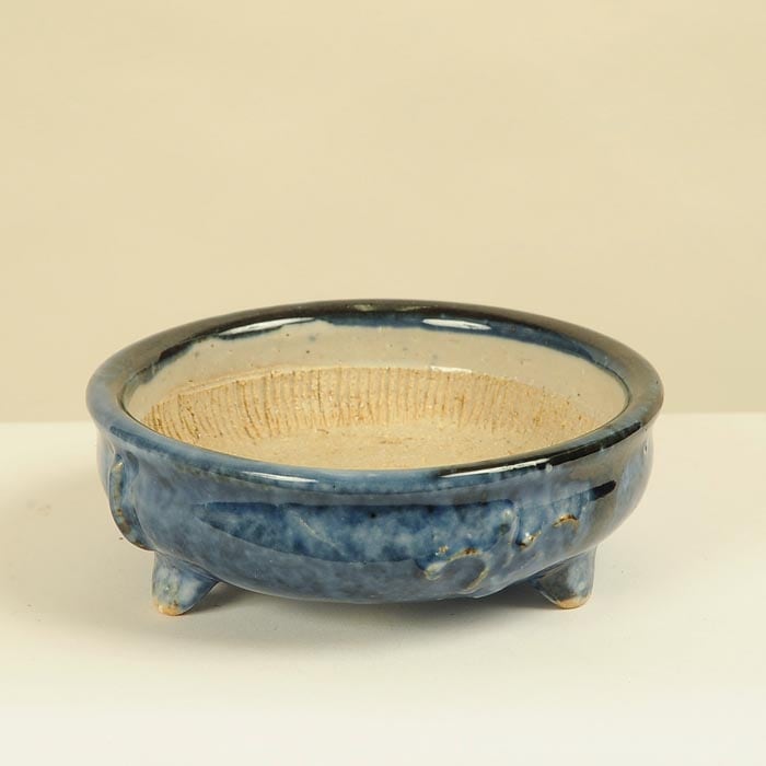 平安虹泉　丸　盆栽鉢 現代小鉢：平安虹泉 足付丸鉢 8cm【現】*資材 へいあんこうせん