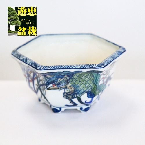 祥石　六角　白　盆栽鉢 現代小鉢：祥石(二代目) 六角鉢 14.0cm【現】 | 盆栽鉢・水盤,現代小鉢