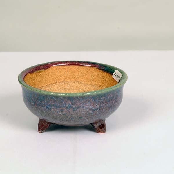 現代小鉢：平安虹泉 足付丸鉢 9.8cm【現】 | 盆栽鉢・水盤