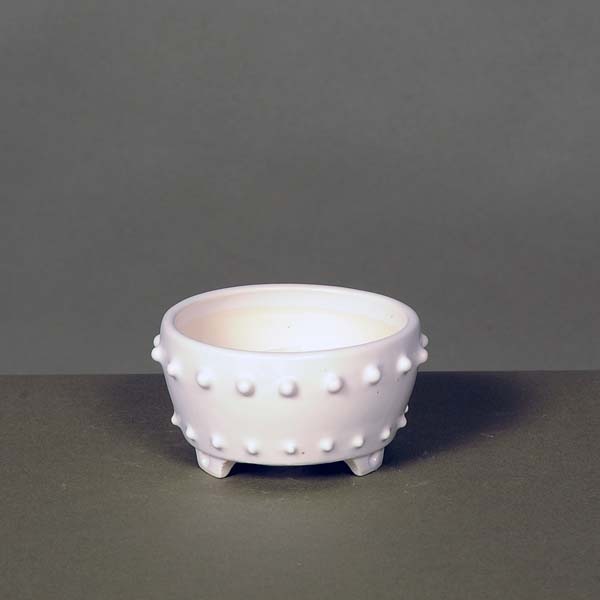 ♢小品盆栽鉢 富舟作 鋲打ち三足丸鉢ミニ盆栽鉢 コレクション 骨董品