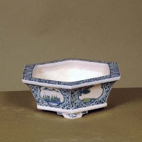 現代小鉢：祥石(二代目) 六角鉢 14.0cm【現】 | 盆栽鉢・水盤,現代小鉢