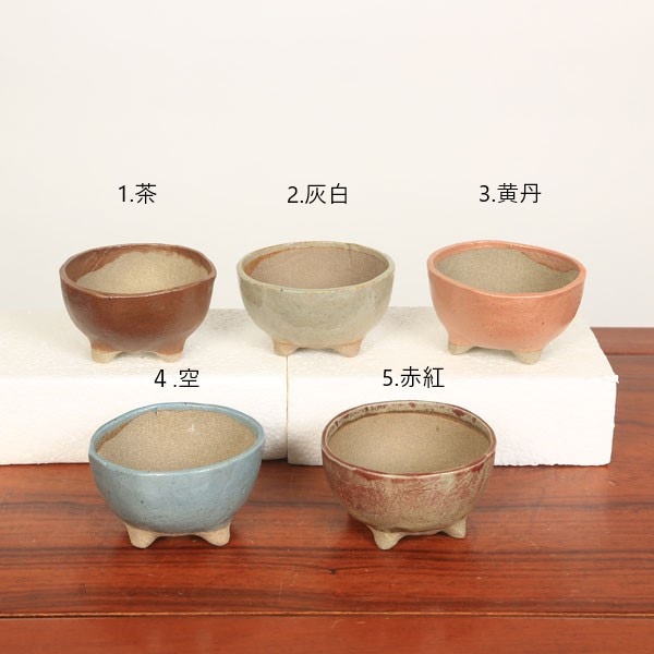 祥石　丸　盆栽鉢　人気鉢　絵鉢 現代小鉢：祥石(二代目)ゆうき*大 丸鉢 4号 | すべての商品
