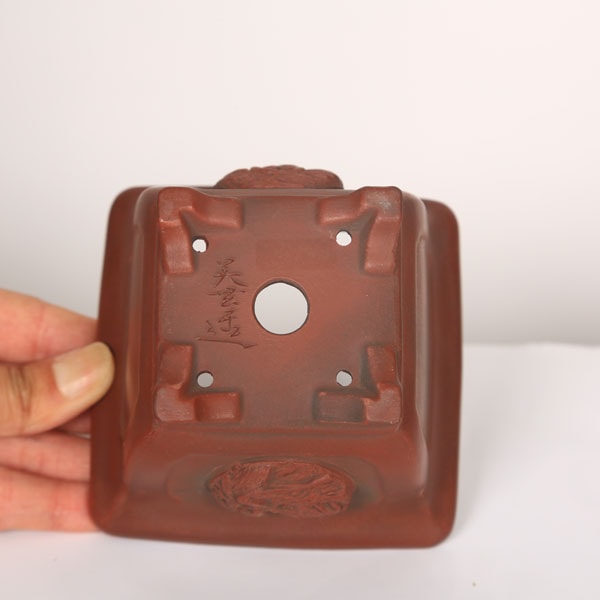 盆栽小鉢：美芸（常滑）正角半ケン内窓竜付鉢 9.8cm | すべての商品