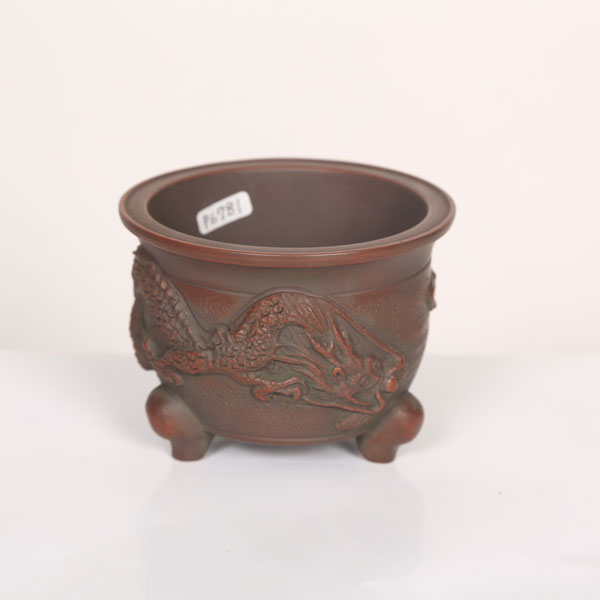 盆栽小鉢：美芸（常滑）丸猫足龍付鉢 10.4cm | すべての商品 | 遊恵
