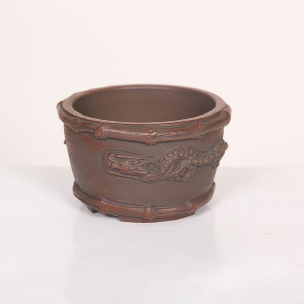 盆栽鉢　美芸　常滑焼 盆栽小鉢：美芸（常滑）六角鬼面足面付鉢 15.5cm*資材 : 遊恵盆栽