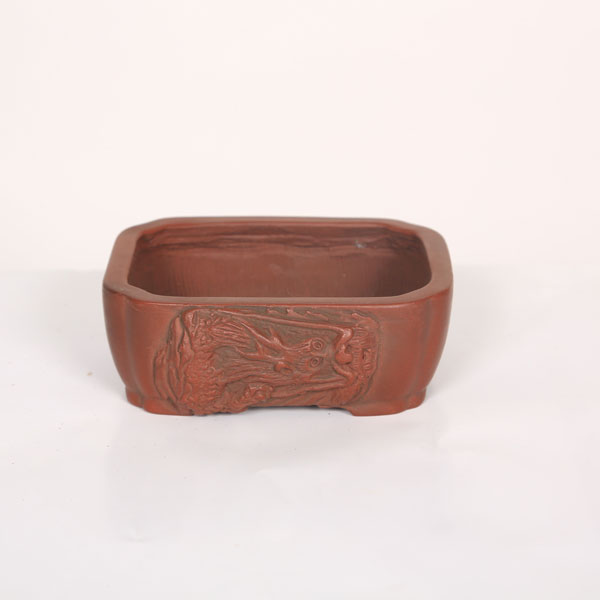 盆栽小鉢：美芸（常滑）長角隅入龍付鉢 11.5cm | すべての商品