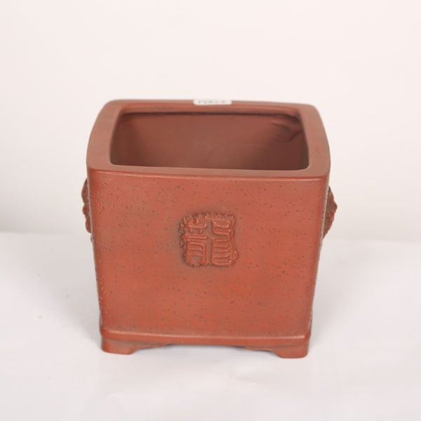 美芸　常滑　盆栽鉢　長方形　彫入り 盆栽小鉢：美芸（常滑）正角切立半ケンガイ龍付鉢 12.0cm | すべての