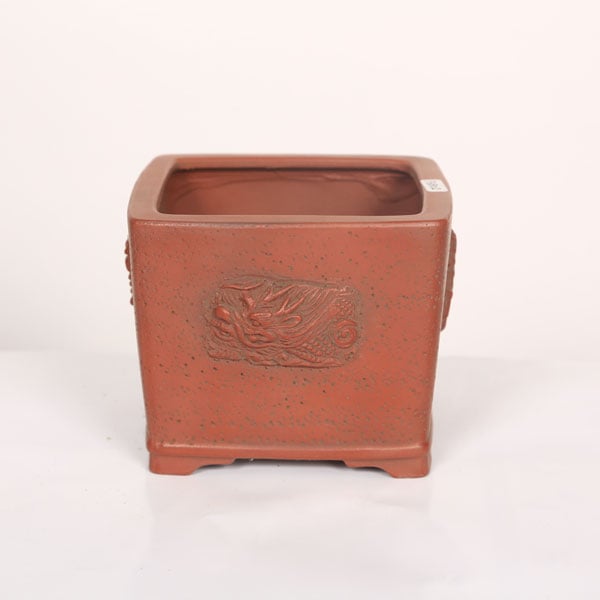 盆栽小鉢：美芸（常滑）正角切立半ケンガイ龍付鉢 12.0cm | すべての