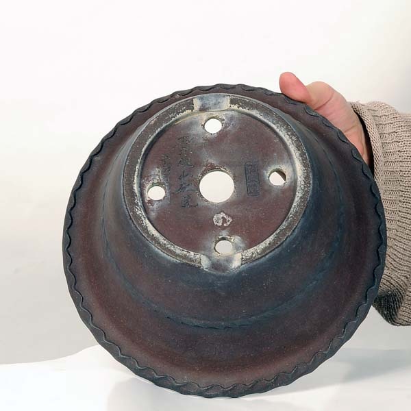 盆栽鉢 常滑焼 丸鈴型足付 10号 8号 落款勝山窯造 二枚組 工芸品