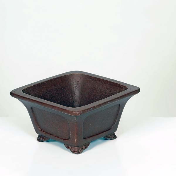 盆栽鉢　柴勝g 盆栽鉢 柴勝外縁下紐木瓜式鉢 常滑 泥鉢 5号 紫泥 朱泥 小品盆栽 ミニ