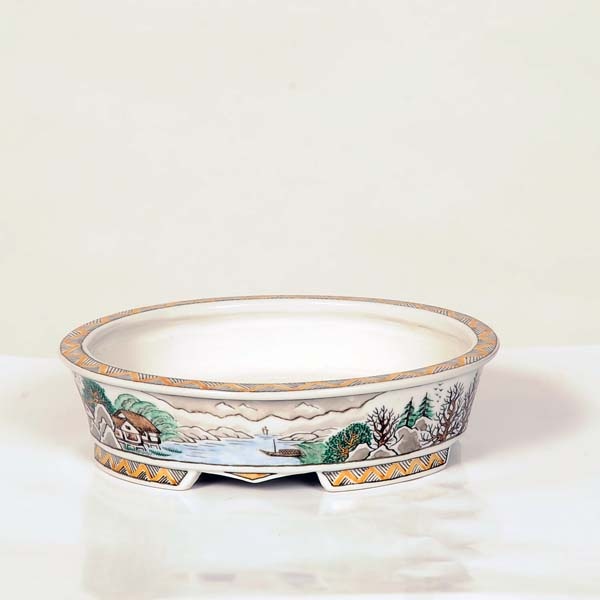 盆栽鉢　　月香　楕円鉢 盆栽鉢月香楕円鉢