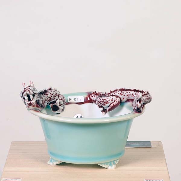 現代小鉢：屯洋 青磁辰砂龍刻丸鉢 13.5cm【現品】*tonyou | すべての