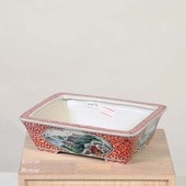 盆栽鉢　月香　　長方鉢 楽天市場】盆栽鉢 月香 (共布・共箱) 五彩 龍絵 撫角 長方鉢 観賞用