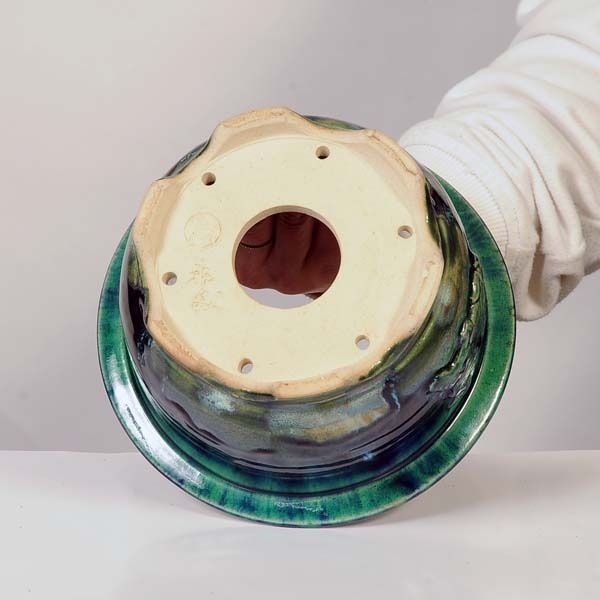 武州庵福茂　福田茂　瑠璃釉雲脚楕円鉢 盆栽小鉢　盆栽鉢　工芸品 武州庵福茂 福田茂 瑠璃釉雲脚楕円鉢 盆栽小鉢 盆栽鉢