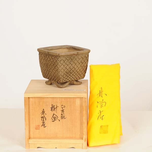 盆栽鉢　雀　正方　小さめ鉢 現代小鉢：陶雀 正方鉢『正方籠』【現品】*toujyaku 8.0cm | 新着商品