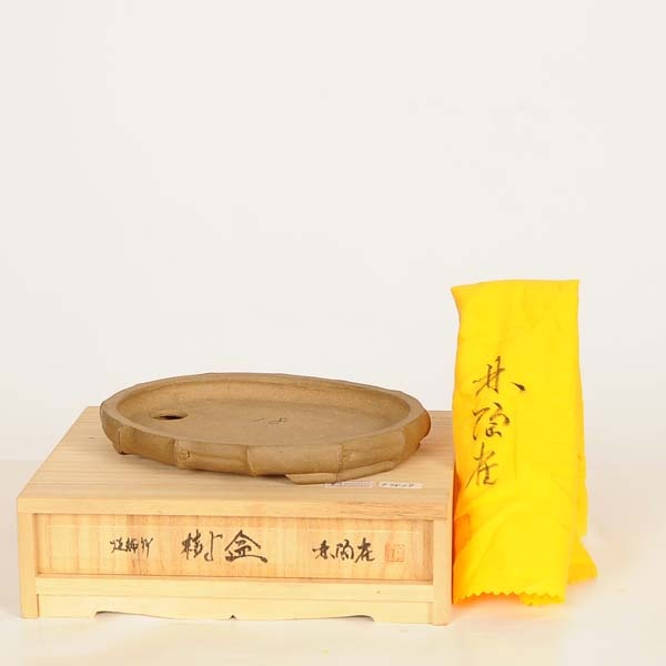 現代小鉢：陶雀 楕円鉢『焼締竹』【現品】*toujyaku 16.5cm | 盆栽鉢