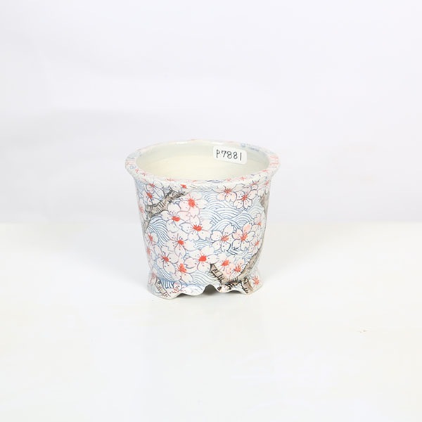 手描きパステル花鳥紋小花鉢 花鉢 盆栽鉢 装飾品 現代工芸品 現代小鉢：本田影雪 足付ケンガイ丸鉢 8.1cm【現品】*eisetu | 新着